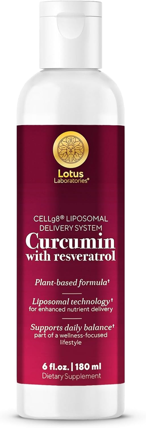 Liposomal Turmeric Curcumin with Resveratrol Liquid for Joint Support, Inflammation & Healthy Aging – Fast-Acting Curcumin Complex with CELLg8, High Absorption, Vegan, Non-GMO – 30 Servings, 6 fl oz