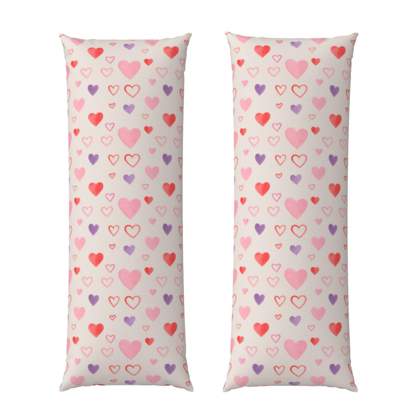 Long Pillow Cover 20x60 Cute Love Hearts, Premium Body Pillowcase with Zipper, Cozy Flannel Fabric Protector, for Men Women Couch Sofa Bed