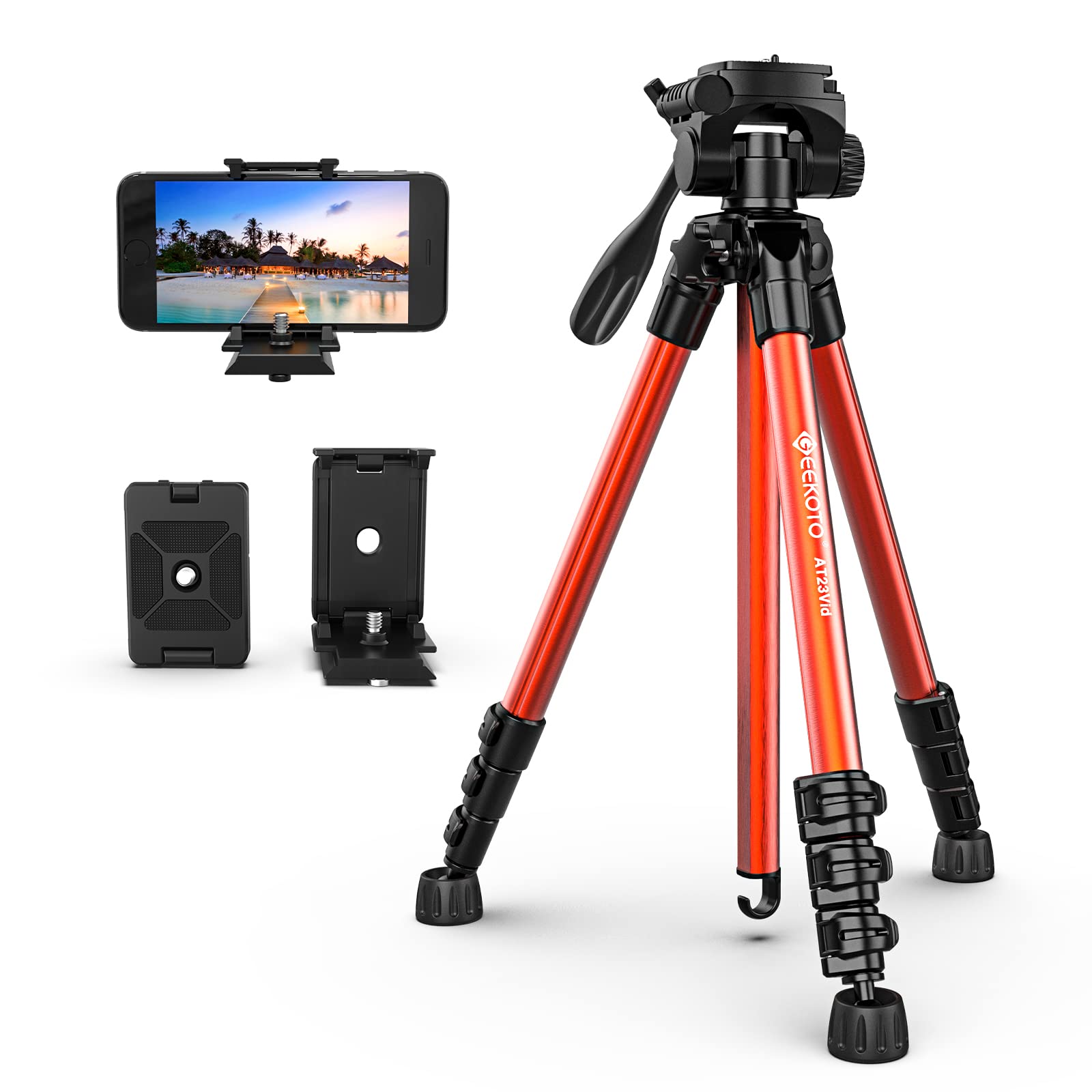 GEEKOTO Camera Tripod,56" Cell Phone Stand with Travel Bag, Lightweight Travel Aluminum Professional Tripod Stand -for Travel Selfie Family Gathering Compatible with All Cameras, Cell Phones