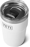 YETI Rambler 16 oz Tumbler empilable, isolant sous vide, en acier inoxydable avec MagSlider Couvercle blanc