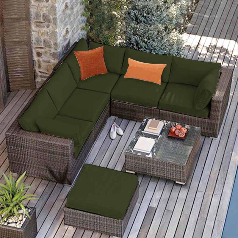 HLTQL Waterproof Patio Cushion Covers Replacement Outdoor Cushion Slipcovers For L Sofa/Corner Couch, Garden Rattan Cushion Covers With Zipper(A19,55 * 45 * 10CM)