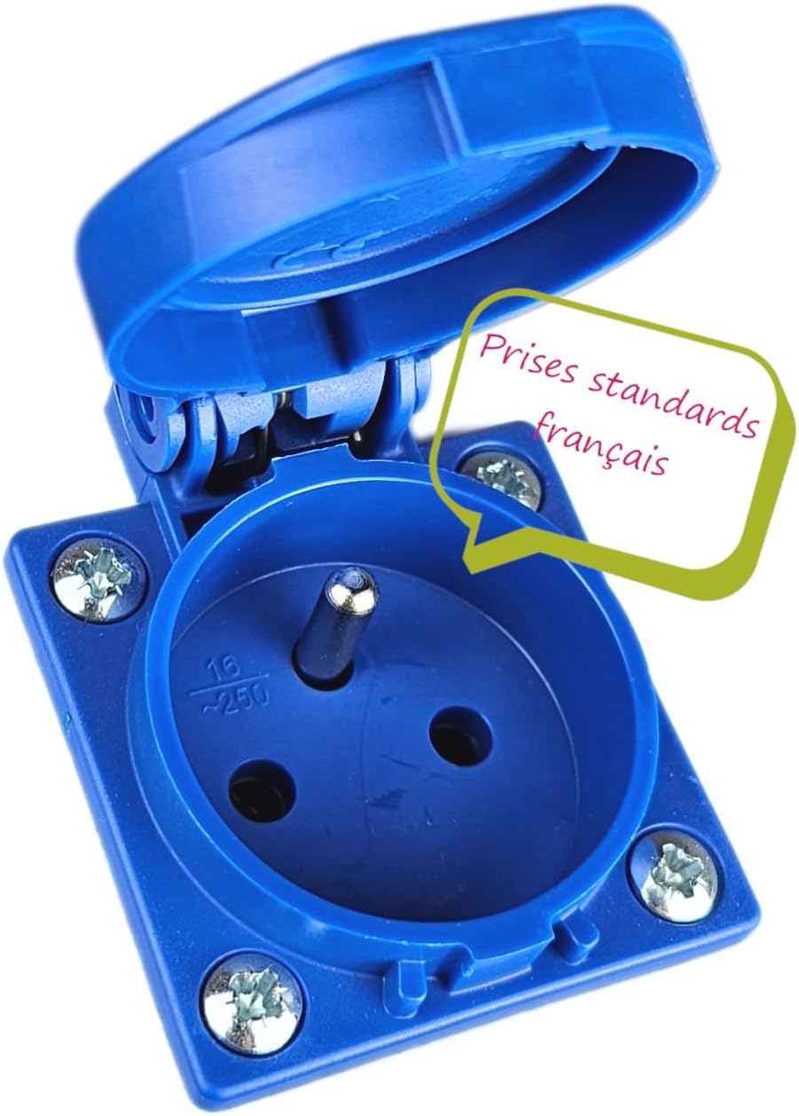 RoadEu - Distributeur de courant 230V. Prise monophasée CEE 32A 3P et 2x 230V. Répartiteur de prises avec disjoncteur différentiel. Prises intégrées avec boîte à fusibles