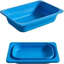 Asweets 2 Pack Storage Bins, Collapsible Plastic Basket, Washing Up Bowl Set, Space Saving & Portable Storage Organizer for Kitchen Bathroom, 1 Large & 1 Small Set Blue