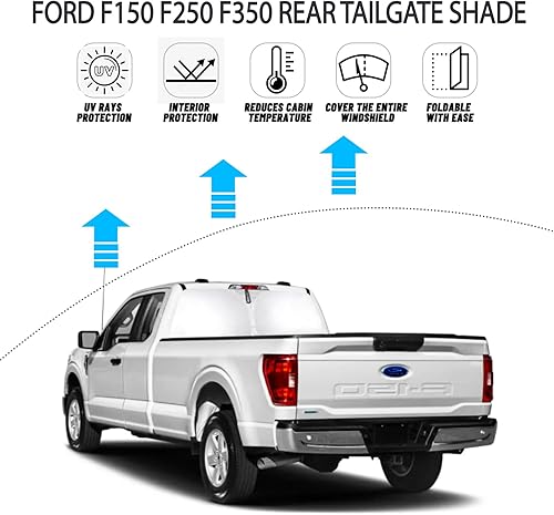 Miniatura 2 de D-Lumina Parasol para ventana trasera para portón trasero para 2015-2023 Fo-rd F150 F250 F350, parasol para ventana, bloquea los rayos UV del calor