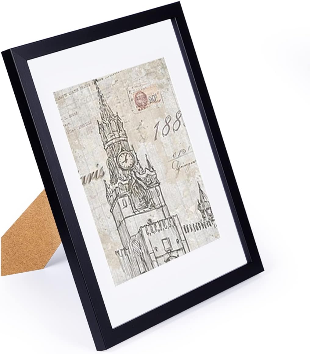 11x14 Black Picture Frame,Tempered glass Mirror Anti-Corrosion Wood Photo Frame to Display 8x10 in with Mat Photo or 11x14in Without Mat Photo for Wall or Table Top Decor,Certificate or Document Frame