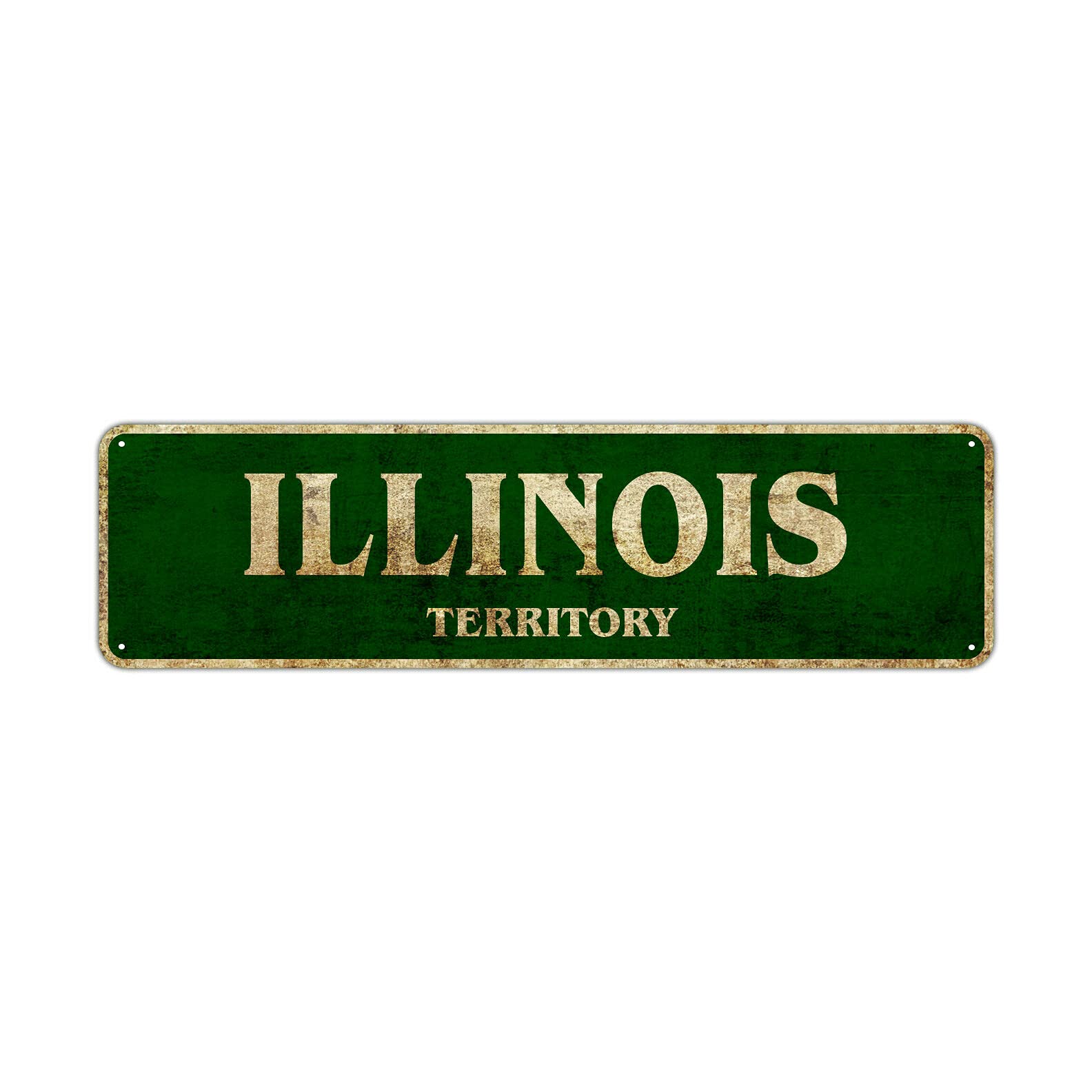 HOUVSSEN Illinois Territory Decor Wall Shop Cave Street Rustic Vintage Retro Metal Sign Fun Metal Sign 4x16 Inch Vintage Plaque Handicraft Best Gift Metal Tin Sign