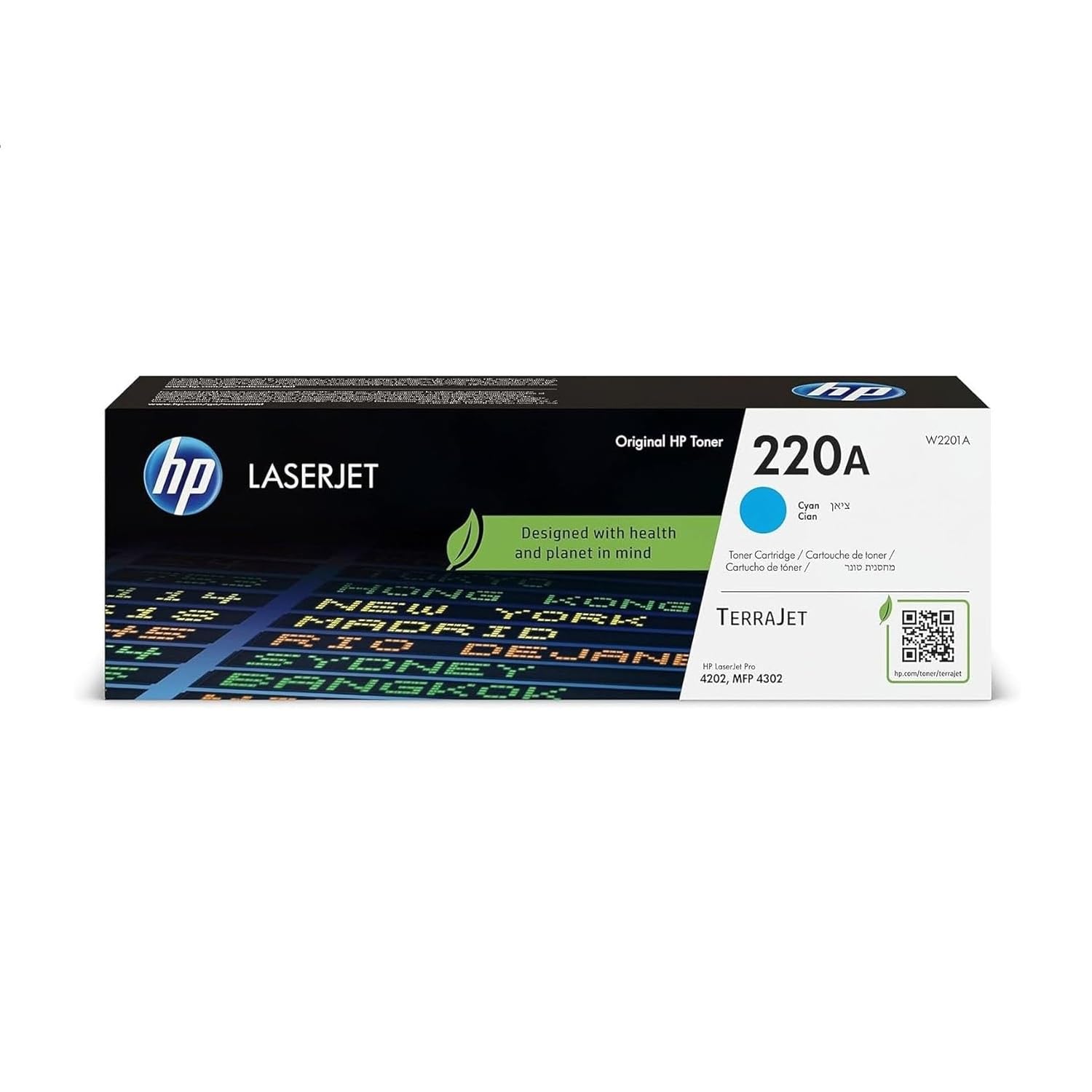 HP 220A W2201A, Cartuccia Toner 1800 Pagine, Compatibile con le Stampanti LaserJet Pro M4202, MFP 4302, Ciano