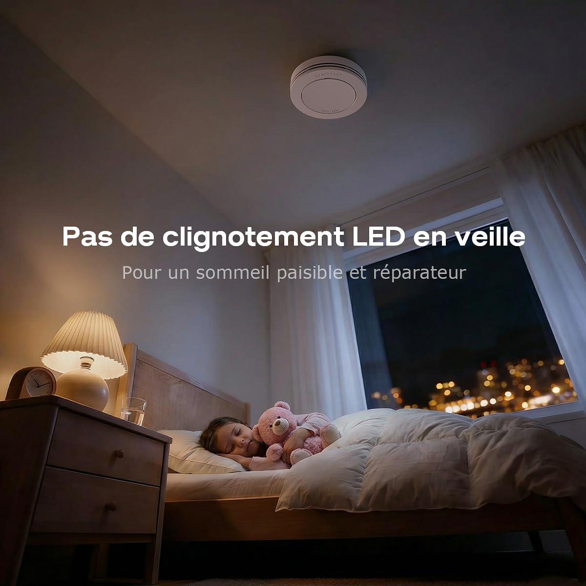 Safeliveo Détecteur de fumée Autonome,Batterie 10 Ans,Alarme 85 DB, Ultra-Fin, sans LED Clignotante,Fonction silencieuse, avec tampons adhésifs,2 Pièces