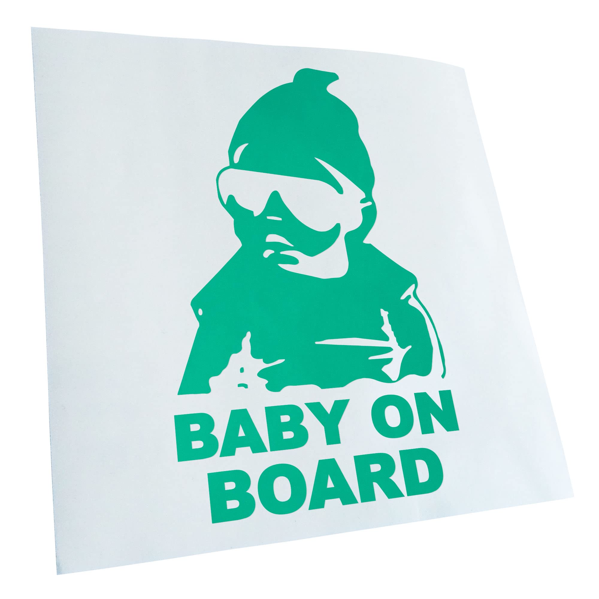 Kiwistar - Car Sticker - Turquoise - 50 x 31 cm Baby on Board Children's Sticker - Rear Window Car Sticker Weatherproof for Car Truck Moped Truck - Sticker Exterior Self-Adhesive Tuning Accessories