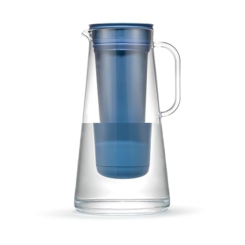 LifeStraw Inicio - Jarra con filtro de agua, 10 tazas, azul tormentoso, sin BPA, diseñada para la protección diaria contra bacterias, parásitos,
