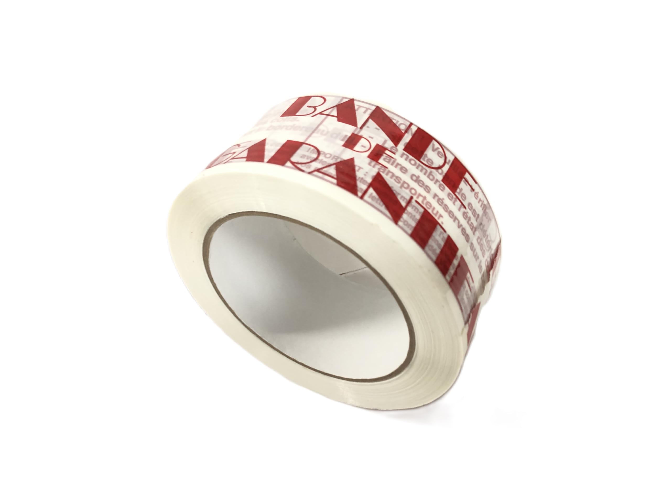 Ruban Scotch Adhésif manuel Bande de Garantie - 48mm x 100m - Blanc et Rouge - 28 microns- Lot de 12 Rouleaux - Spécial emballage pour cartons et boites - Silencieux