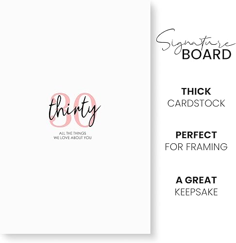 Miniatura 2 de Karto Tablero de firma de cumpleaños número 30 para fiesta, suministros para fiestas, libro de visitas, tablero de firma o tarjeta alternativa,