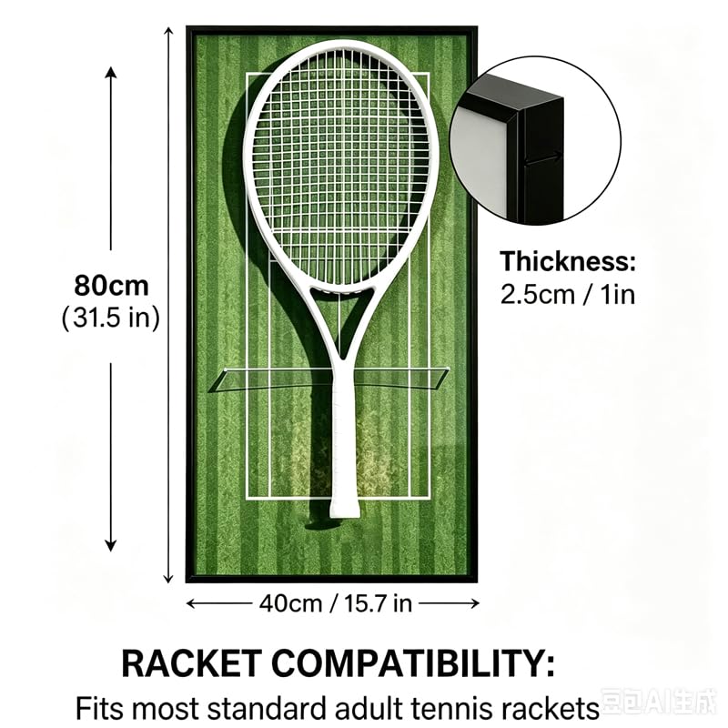 Cornice per amanti del tennis, racchette, decorazione da appendere alla | Ideale per gli amanti del tennis con elegante design da appendere alla parete per esporre gli oggetti sportivi preferiti