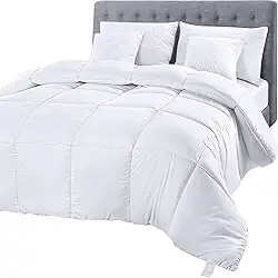 Utopia Bedding edredom inserção - edredom acolchoado com abas de canto - Edredom alternativo com costura em caixa, Branco, King, 1
