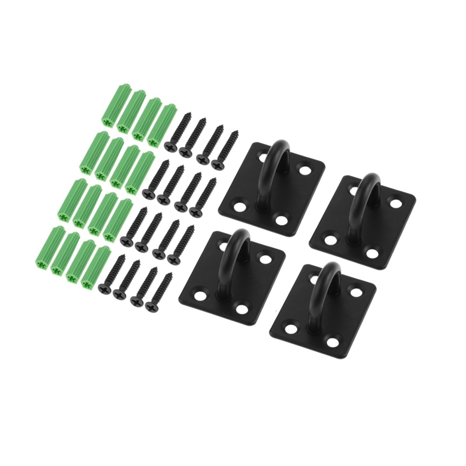 Ucygor Black Eye Plate 4Pcs Pad Eye Plate Suspension Ceiling Hook Stainless Steel Heavy Duty U Shape Ring Loop With Screws For Wall Hanging For Wall Ceiling Hanging(Black)