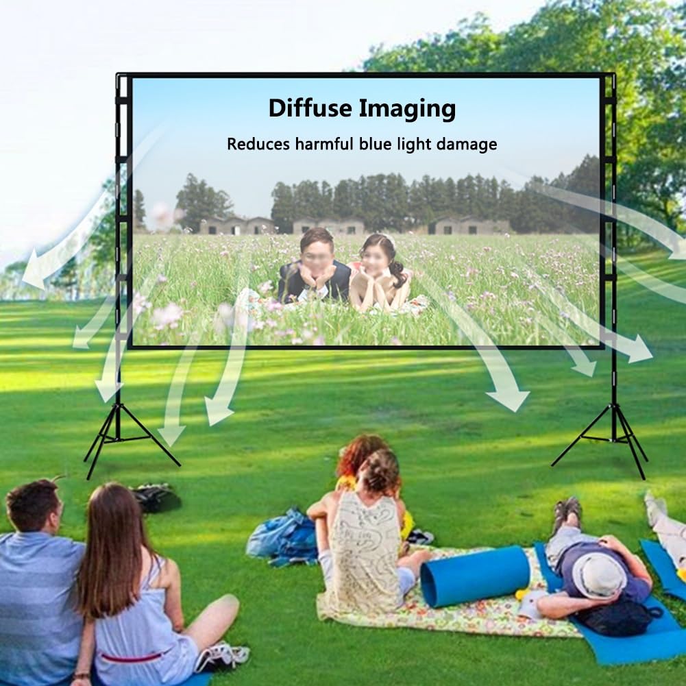 Schermo di Proiezione Pieghevole per Esterni 4K Ultra HD, Schermo di Proiezione Mobile da 84/100/120 Pollici con Supporto per Campeggio, Feste(84"(16:9))