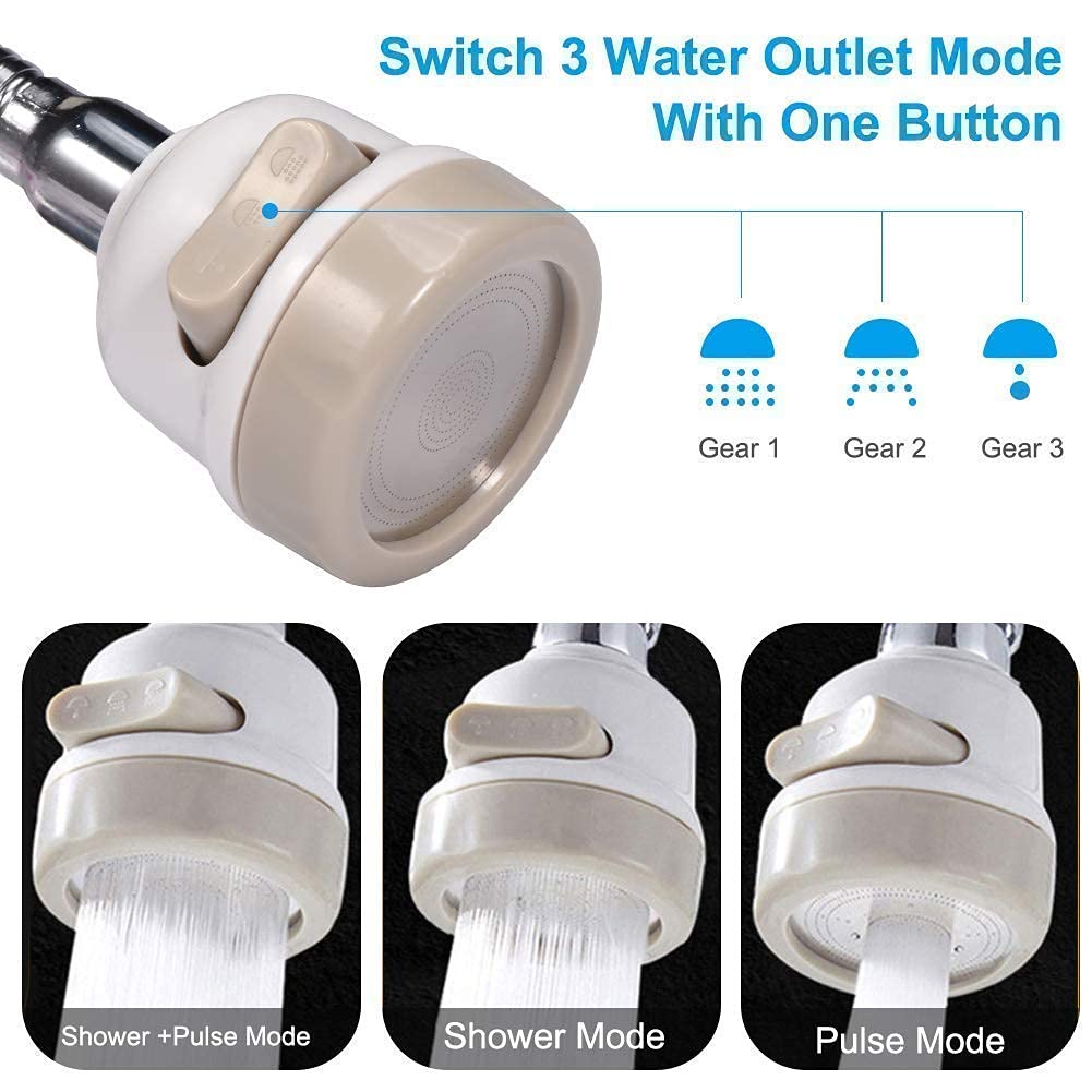 SUNBEET 360 Degree Movable Faucet Aerator Water-Saving Sprinkler and Device Head Three-Gear Adjustable Head Switch Water Faucet, Multi Colour (Switch Water Faucet) 2