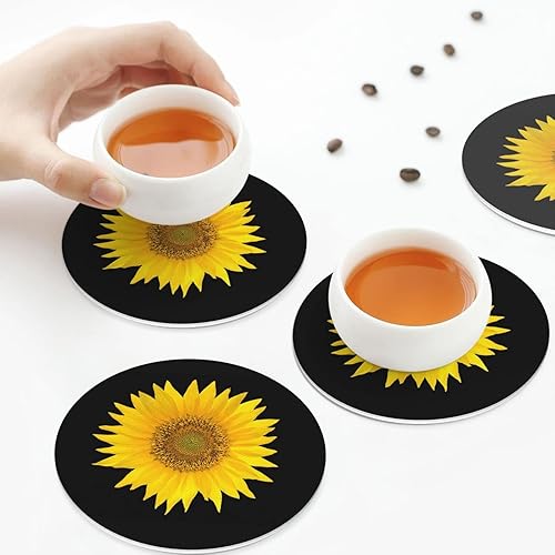 Miniatura 6 de Hermosos posavasos de girasol para bebidas, juego de 6, posavasos de piel sintética absorbente para mesa de café, decoración del hogar, regalo de