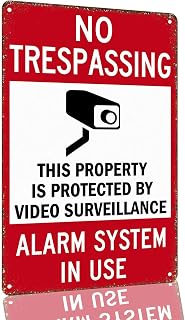 No Trespassing Video Surveillance Aluminum Metal Sign 8 x 12 Inch | Rule Style Wall Decor for Garage, Private Property, Residential Driveway, Fenced Yard, Easy Display for Homeowners