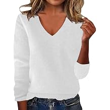 Women's Long Sleeve Sweater Classic-Fit V Neck Knit Clothing Lightweight Soft Fall Pullover Sweater Top