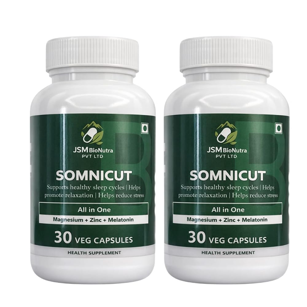 Sleep Support | Green Bottle Dietary Supplement | Capsule Format | Compact Pack Size | Sealed Container Design | Stress Relief, Better Sleep & Relaxation - 30 Capsules(Pack of 2)-image-22