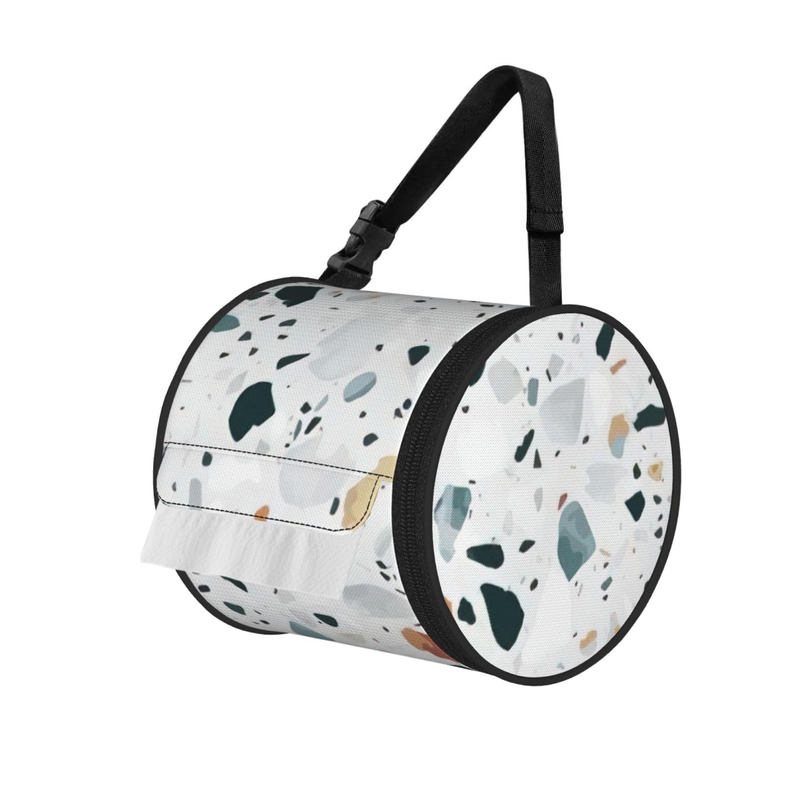 Terrazzo Marble Pastel Print Cylindrical Tissue Holder Bathroom Car Home Office Kitchen Decor Versatile
