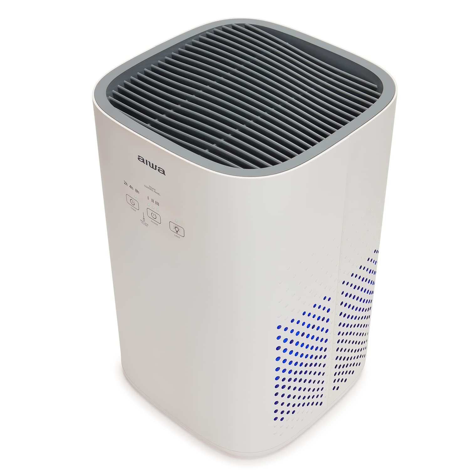 Aiwa PA-100: Purificador de Aire con Filtro H13 HEPA, Ionizador, Filtración 99,95%, Ultra Silencioso, Temporizador, 3 Velocidades de Ventilación, UV LED, 17 m², Control Táctil, Blanco