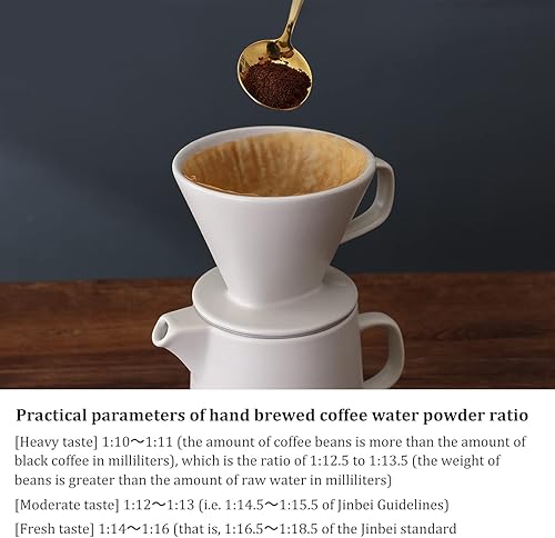 Miniatura 7 de Cafetera Prensa Cafetera Con Mano Juego de Cafetera de Cerámica Taza de Filtro de Café de Goteo Mano Pot-850Ml (blanco)