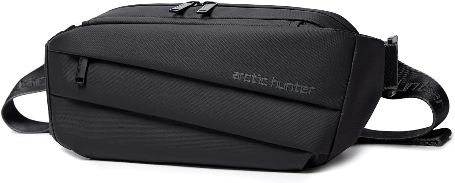 - Arctic Hunter Waist Bag for Men,Stylish Chest Sling Bag for Gents 3 Pocket Fanny Pack for Men, Water/Scratch Resistant Anti-Theft Passport Pouch for Travel,Black