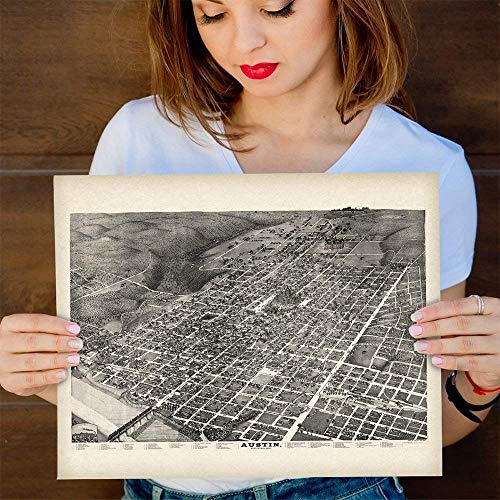 1887 Austin Texas Panoramic Map - Perfect For Home Office And School Print, Old City Street Views, Historical Artwork Gift Idea For Texans And Map Collectors, 11X14 Unframed Art Print Poster #TOP3