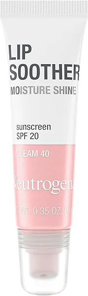 Neutrogena MoistureShine Lip Soother Gloss with SPF 20 Sun Protection, High Gloss Tinted Lip Moisturizer with Hydrating Glycerin and Soothing Cucumber for Dry Lips, Gleam 40, .35 oz