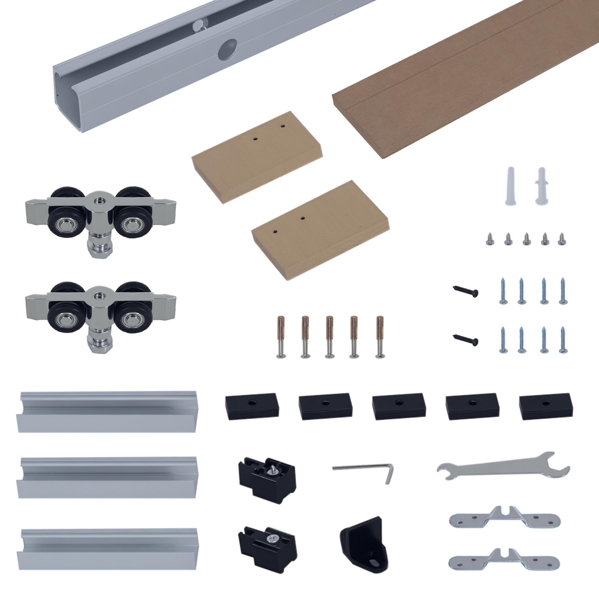 HOMCOM 6.5FT/2000mm Modern Sliding Barn Door Closet Hardware Track Kit Aluminium Track System Unit for Single Wooden Door