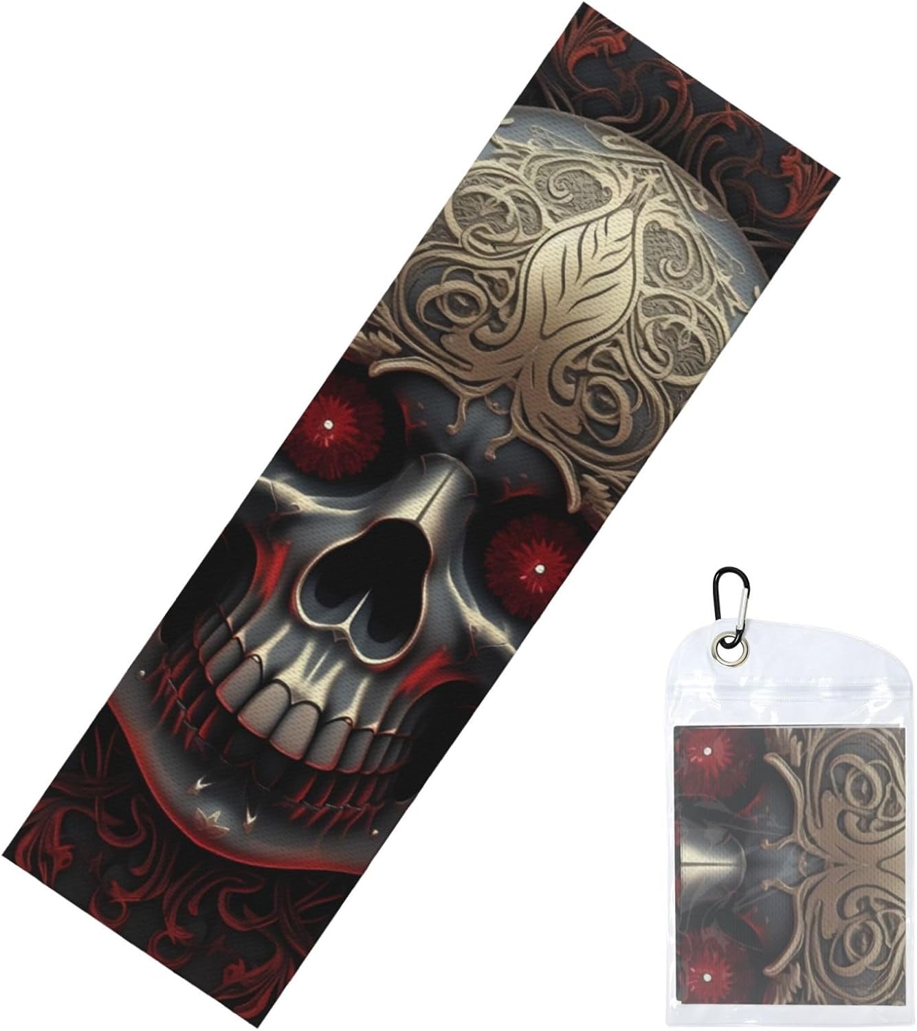 Cooling Towels (40″x12″) Soft Breathable Cool Towel for Neck and Face Skeleton with Red Eyes Ice Towels Neck Microfiber Quick Drying Towel for Workout Yoga Sport Gym Running Golf