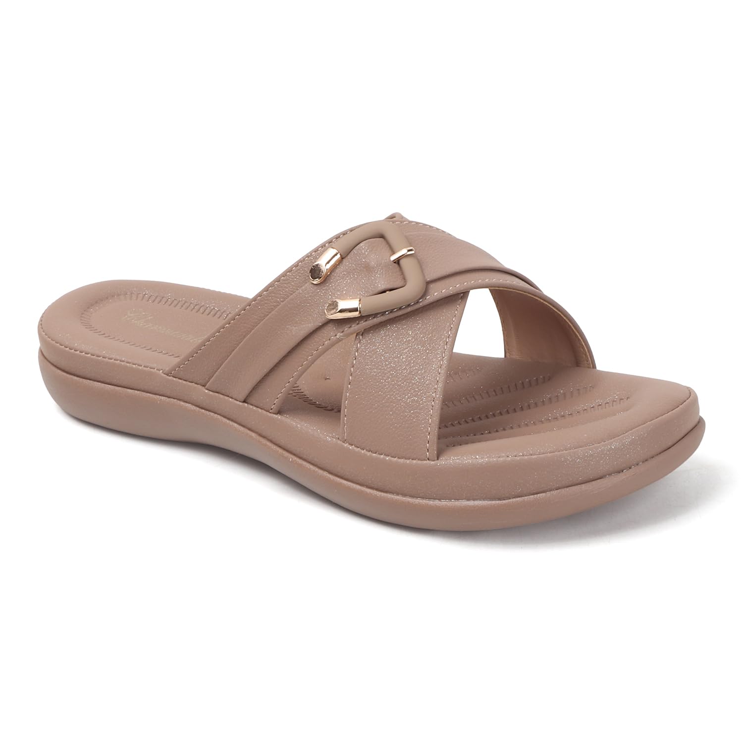 Women’s Comfort Slip On Sandals | Cushioned Flat Sandals for Women | Soft Padded Sole Casual Sandals | Lightweight Open Toe Slides with Buckle Detail-image-25