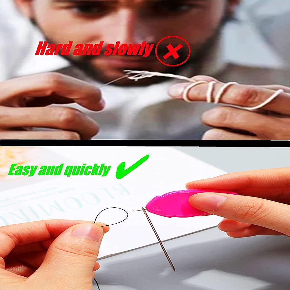 20 Pcs Colorful Oval Shaped Needle Threaders, Plastic Wire Loop DIY Needle Threader Hand Machine Sewing Tool for Sewing Crafting, Knitting Craft, Quilting, DIY Art