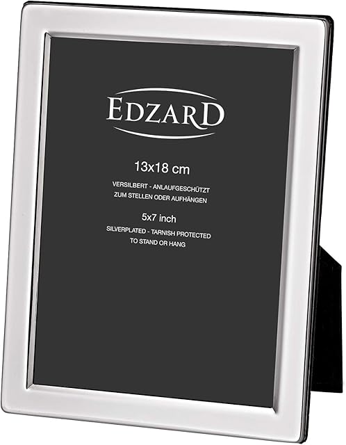 Edzard photo frame picture frame, frame Salerno, silver plated, tarnish protected, for photo 5,1 x 7,1 in
