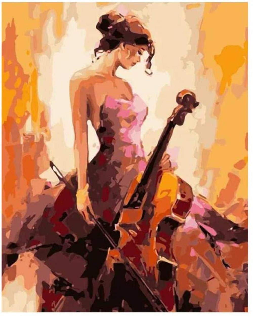 Cross Stitch kits for Beginner 11CT Stamped Cross Stitch Music Girl Pre-Printed Pattern Fabric Embroidery Needlepoint Crafts Needlework gifts-16x20 inch