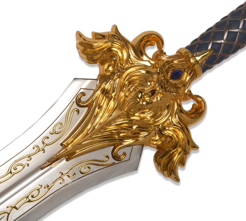 Sword fort 46.5 inch Stainless Steel King Ryan Lion Sword Vintage Martial Arts Sword with Hanging Plate Lion Head Relief Craft, Suitable for Cosplay, Collection, Decoration and Gift - Image 3