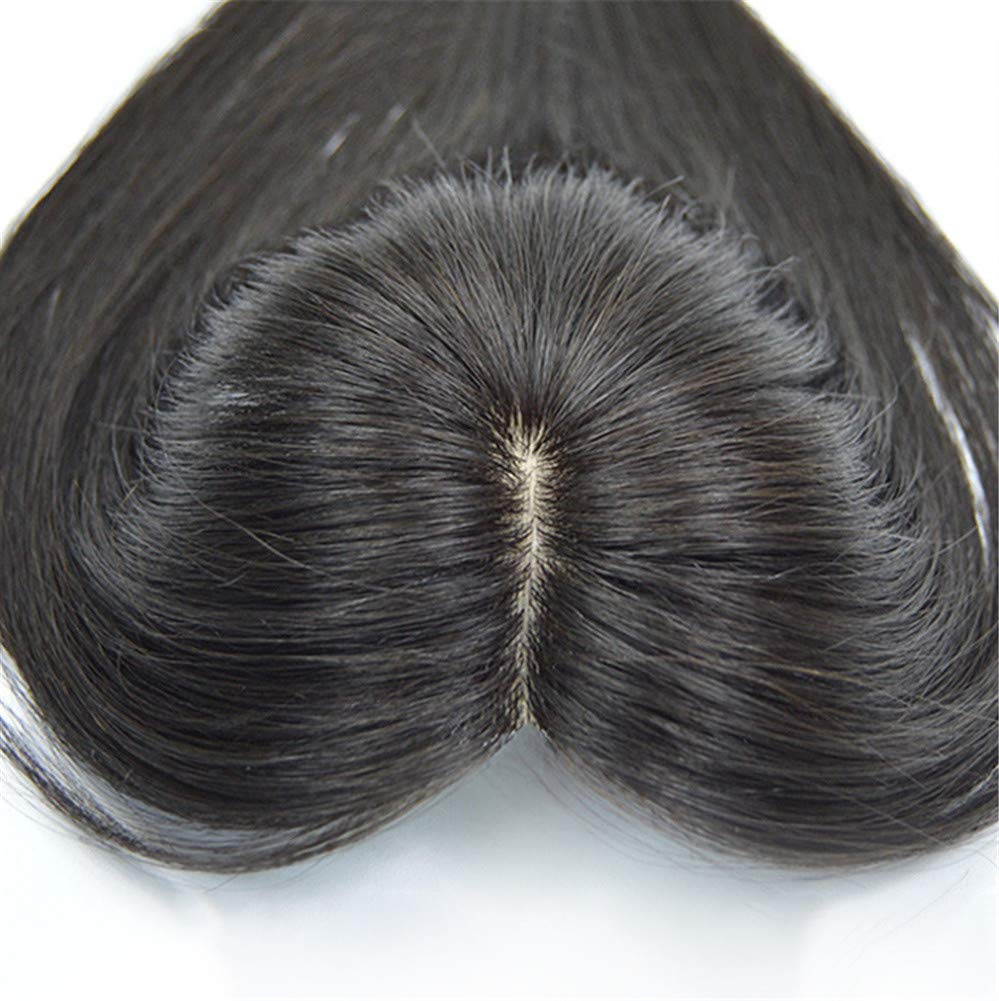 Real Human Hair Topper for Women Silk Base Clip in Top Hair Pieces for Covering White Hair Tape Straight Toupee Wiglet 7x10cm 30cm Natural Color