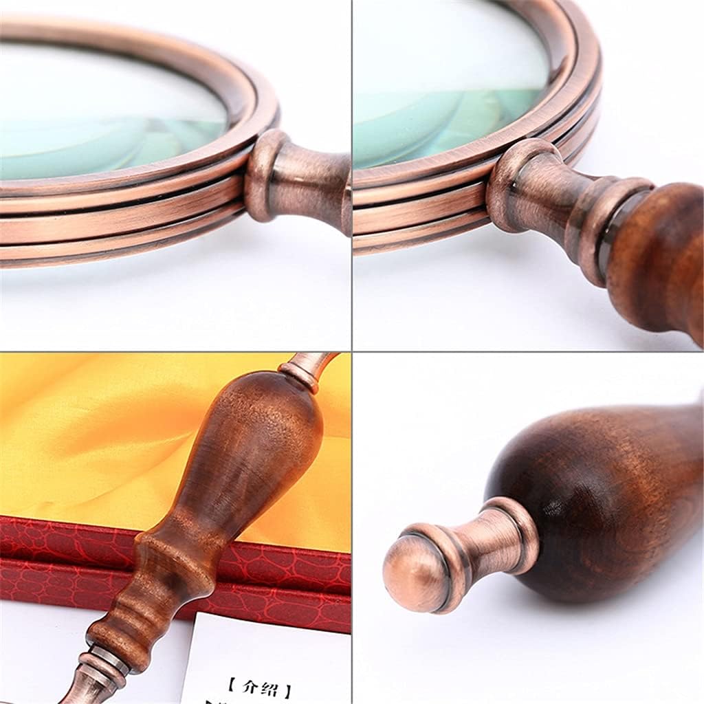 10X 75mm Handheld Magnifier Wooden Handle Vintage Magnifying Glass Portable Retro Eye Loupe with Gift Box