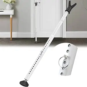 Sliding Glass Door Lock & Door Stoppers Security Bar Keep Your Home Security, Adjustable Jammer with Interchangeable Caps & Rubber Tips, Ideal for Home, Apartment and Travel Protection,White 1Pack