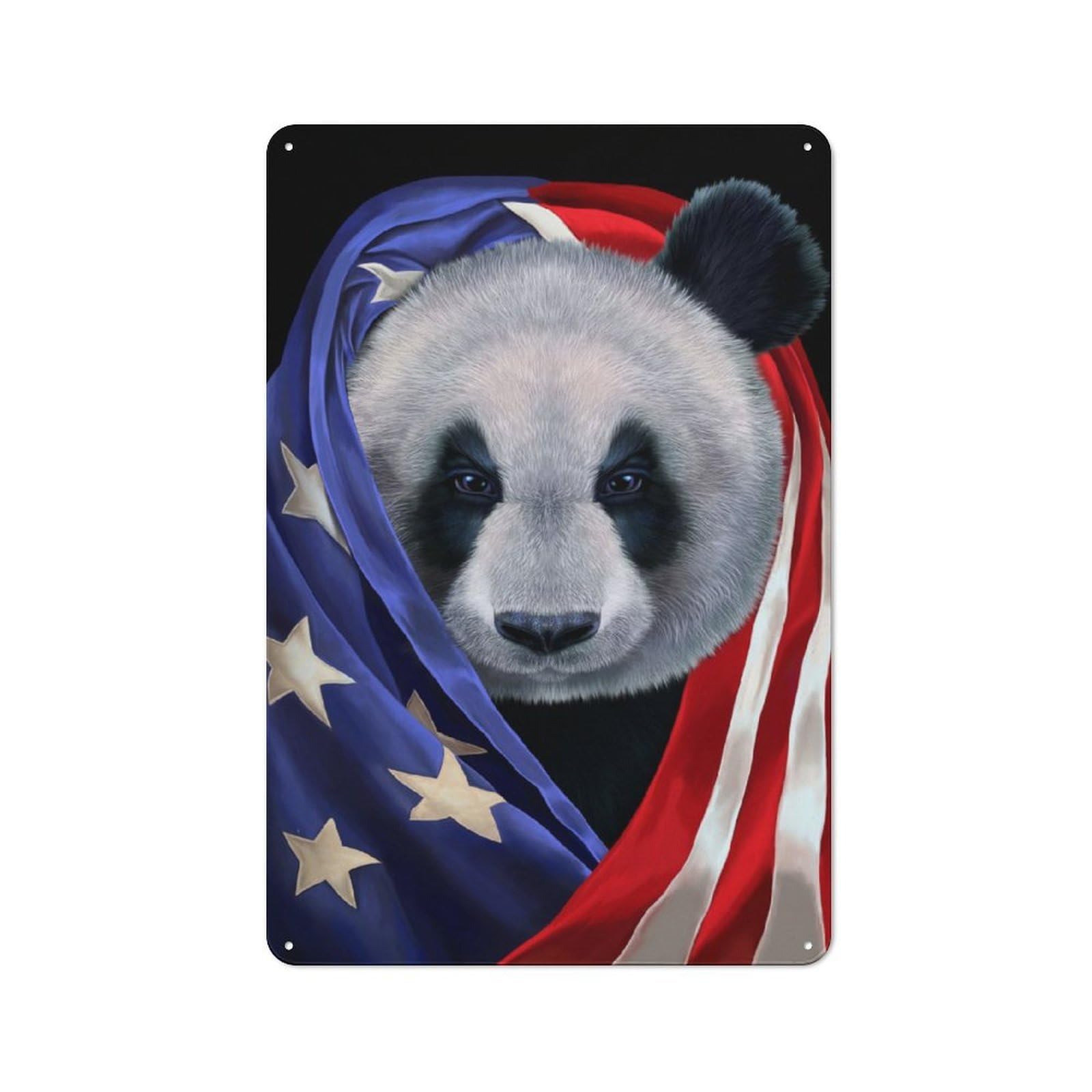 Junmoney Panda Usa Patriot Tin Sign 30X20cm With For Home Bar Wall, Retro Decor, Suited To Home Bar Decor Fans