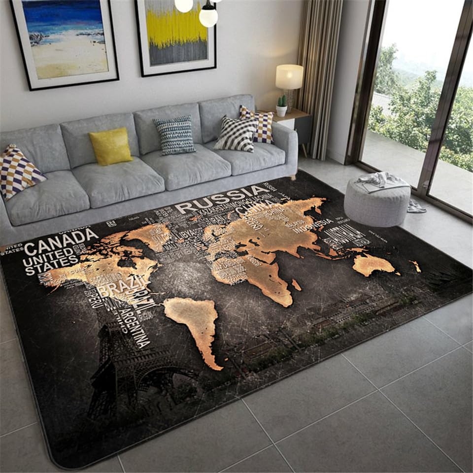 Tapis carte du monde pour couloir et salon chic