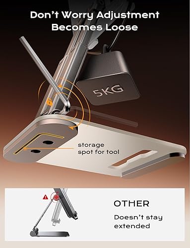 Miniatura 5 de LISEN Soporte para tablet para iPad de escritorio, plegable, para oficina en casa, accesorios de escritorio, viajes, para iPad, dormitorio,