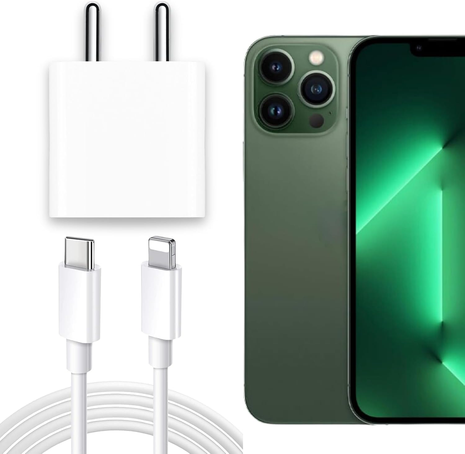 The Black Store Original 20W Fast Adapter & Cable for iPhone 14/14 Pro/14 Pro Max/14 Mini/13/13 Pro/13 Mini/13 Pro Max/12/ 12Pro/12 Mini/ 12 Pro Max /11/11 Pro/11 Pro Max (Adapter and Cable), White