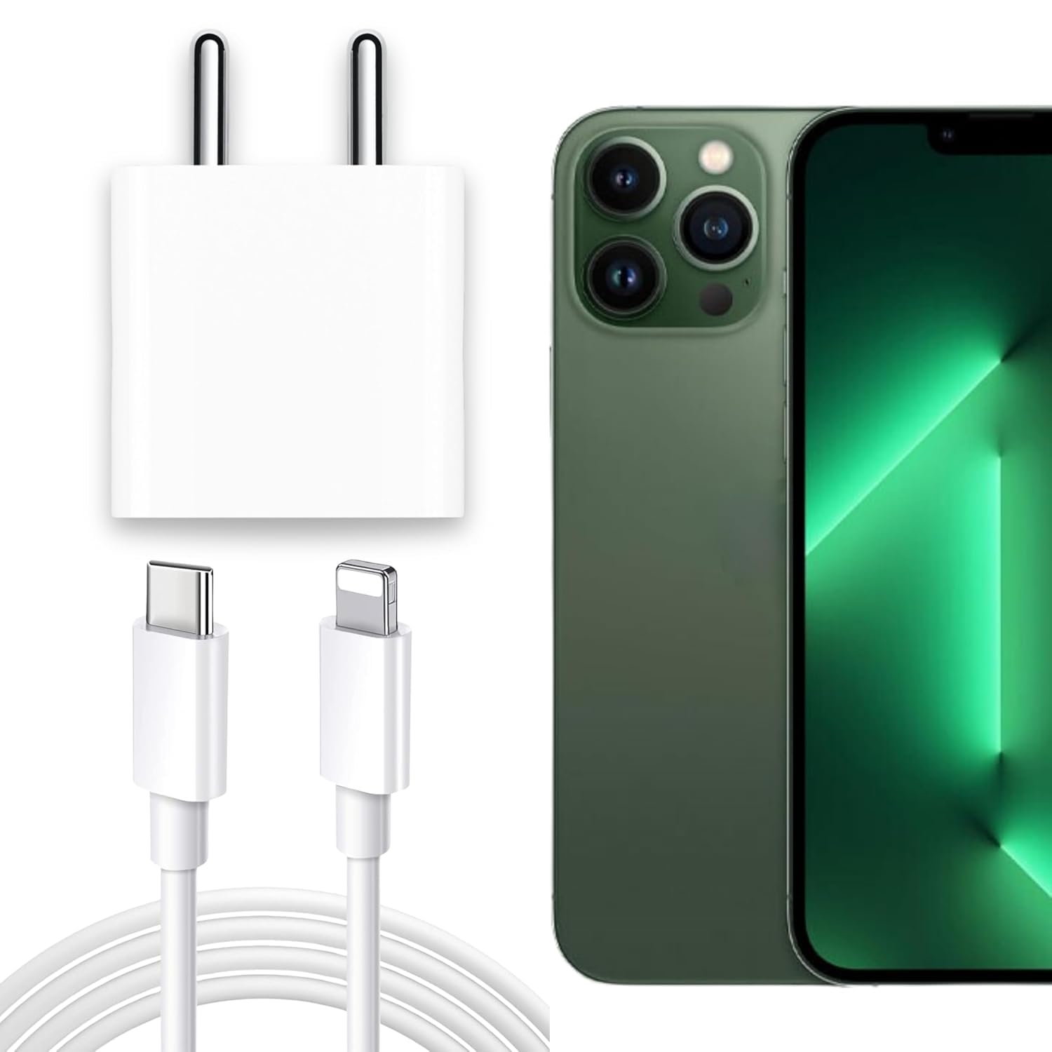 The Black Store Original 20W Fast Adapter & Cable for iPhone 14/14 Pro/14 Pro Max/14 Mini/13/13 Pro/13 Mini/13 Pro Max/12/ 12Pro/12 Mini/ 12 Pro Max /11/11 Pro/11 Pro Max (Adapter and Cable), White