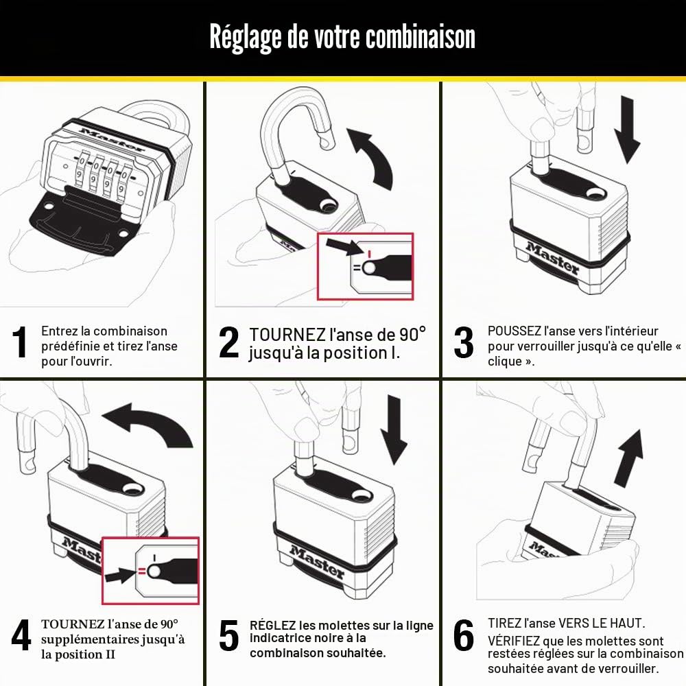 Master Lock, M175LFEC2 Lot de 2 cadenas robustes et résistants aux intempéries, serrure à combinaison réinitialisable pour extérieur, doré, 3 x 5,1 x 9,8 cm
