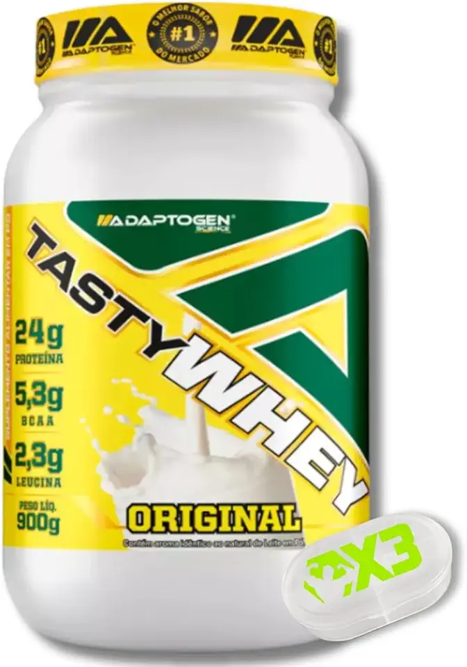 Tasty Whey 3W Sabor Original + Porta Capsulas/Comprimidos X3 Suplementos