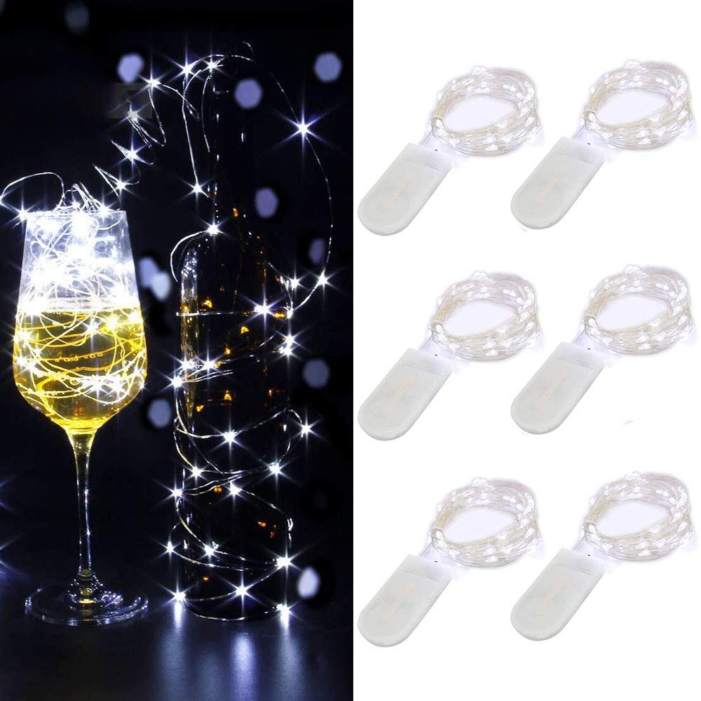 King Ma Led Fairy Lights - Battery Operated String Lights Waterproof, 6 Pack 7Ft 20 LED Firefly Starry Moon Lights for DIY Wedding Party Bedroom Patio Christmas (Cool White)…