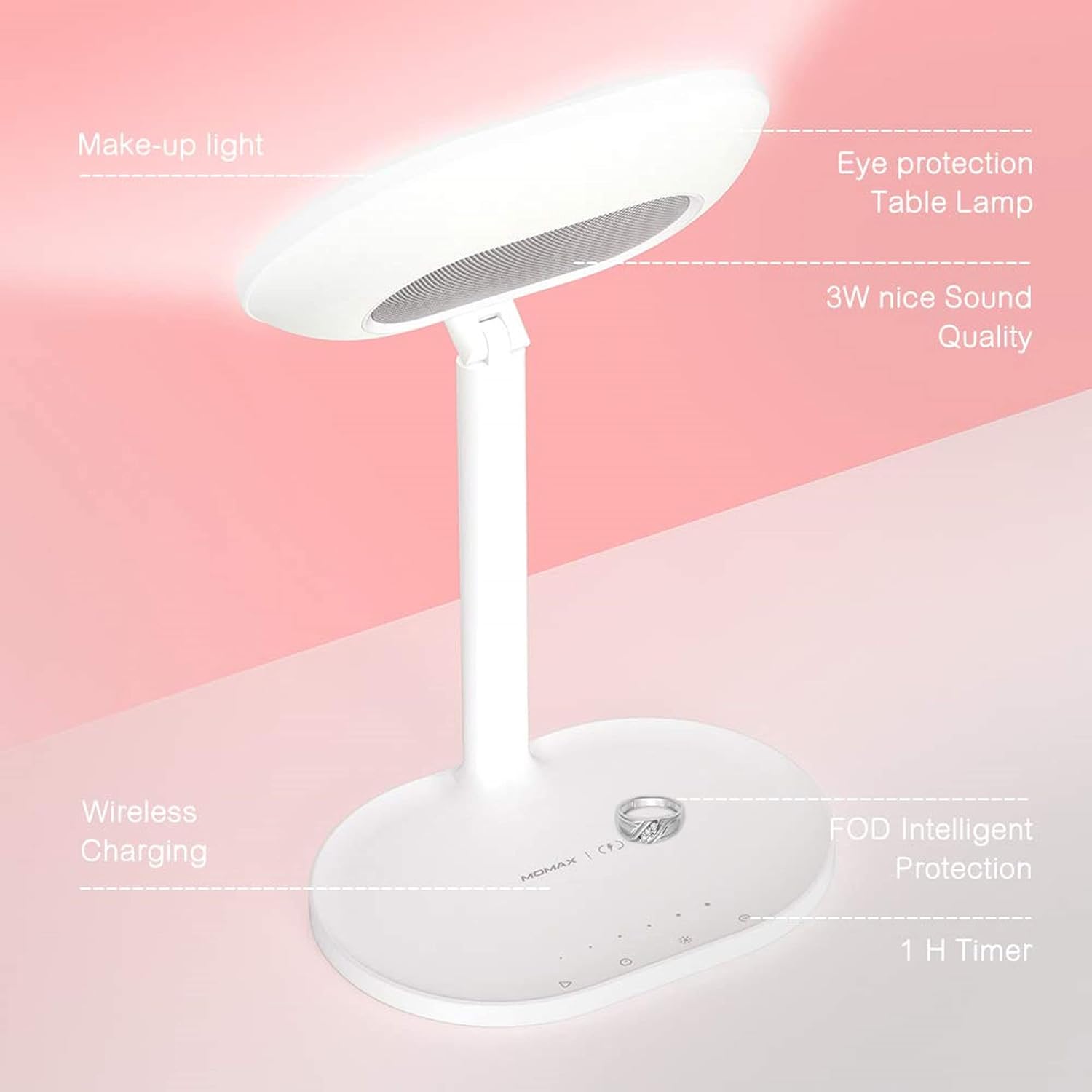 MOMAX Q.LED 4-in-1 Makeup Mirror with labeled features